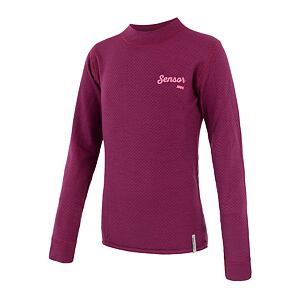 SENSOR MERINO DF LOGO tricou cu mânecă lungă pentru juniori mov