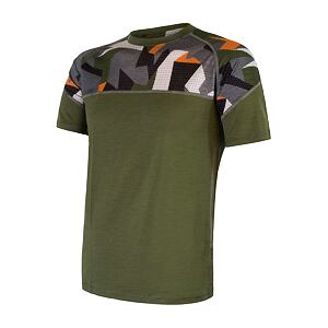 SENSOR MERINO IMPRESS tricou pentru bărbați cu mâneci scurte safari/camo