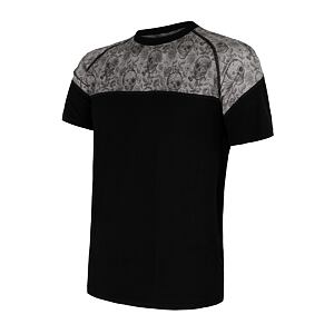 SENSOR MERINO IMPRESS tricou bărbați cu mânecă scurtă negru/cranii