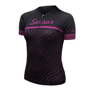 SENSOR CYKLO TOUR tricou dama maneci scurte buline negre