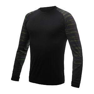 SENSOR MERINO IMPRESS tricou bărbătesc cu mânecă lungă negru/batik