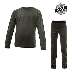 SENSOR MERINO AIR SET tricou cu maneca lunga + pantaloni copii verde olive