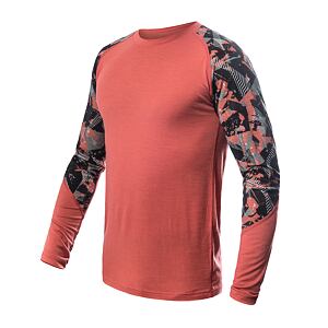 SENSOR MERINO IMPRESS tricou bărbătesc cu mânecă lungă terracotta/rush