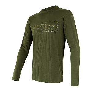SENSOR MERINO ACTIVE TRACK tricou bărbați cu mânecă lungă verde safari