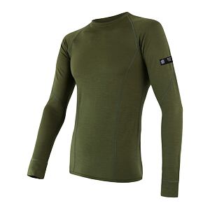 SENSOR MERINO ACTIVE tricou barbatesc cu maneca lunga verde safari