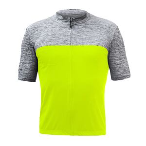 SENSOR CYKLO MOTION tricou bărbătesc cu mânecă scurtă cu fermoar complet galben neon/gri