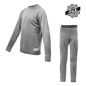 SENSOR MERINO ACTIVE SET camasa copii cu maneca lunga + pantaloni gri