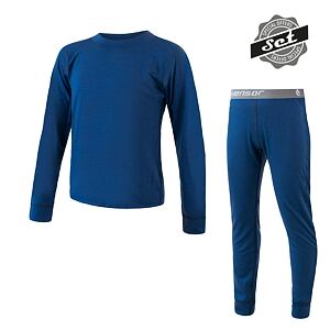 SENSOR MERINO AIR SET camasa cu maneca lunga copii + pantaloni albastru inchis
