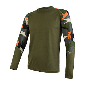 SENSOR MERINO IMPRESS cămașă cu mânecă lungă pentru bărbați safari/camo