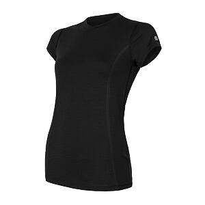 SENSOR MERINO ACTIVE cămașă femei gât mânecă negru