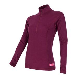 SENSOR MERINO DF tricou dama maneca lunga fermoar lilla
