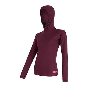 SENSOR MERINO DF tricou dama maneca lunga cu gluga lilla