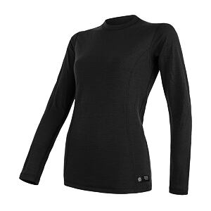SENSOR MERINO DF tricou dama maneca lunga negru
