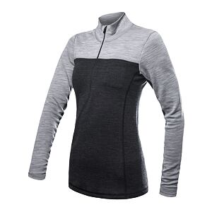 SENSOR MERINO BOLD tricou damă cu mânecă lungă cu fermoar antracit/gri rece