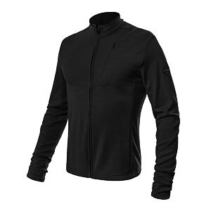SENSOR MERINO UPPER hanorac pentru bărbați cu fermoar complet negru