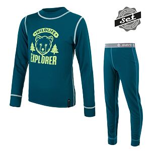 SENSOR DOUBLE FACE SET WILD cămașă cu mânecă lungă pentru copii + pantaloni scurți safir