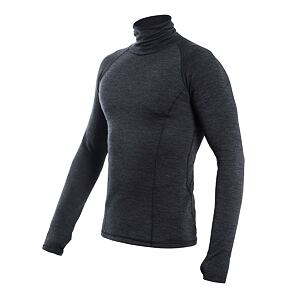 SENSOR MERINO BOLD tricou bărbătesc cu mânecă lungă cu decolteu, gri antracit