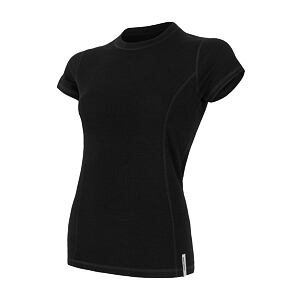 SENSOR MERINO DF tricou dama maneca scurta negru