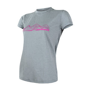 SENSOR MERINO ACTIVE MOUNTAINS tricou dama cu maneca scurta gri deschis