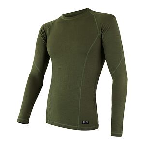 SENSOR MERINO DF tricou barbatesc cu maneca lunga verde safari