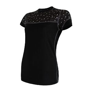 SENSOR MERINO IMPRESS tricou dama cu maneca scurta negru/model