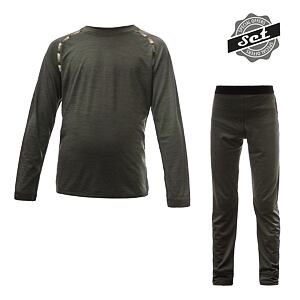 SENSOR MERINO AIR SET tricou cu maneca lunga + pantaloni copii verde olive