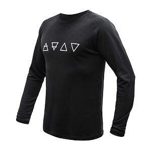 SENSOR MERINO BLEND ELEMENTS tricou bărbătesc cu mânecă lungă negru
