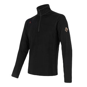 SENSOR MERINO UPPER hanorac bărbați cu fermoar scurt negru