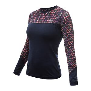 SENSOR MERINO IMPRESS tricou de damă cu mânecă lungă deep blue/origami