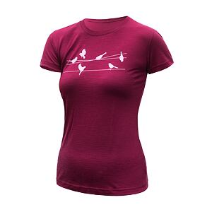 SENSOR MERINO ACTIVE SONGBIRDS tricou damă cu mânecă scurtă violet