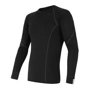 SENSOR MERINO ACTIVE Tricou bărbați mâneci lungi negru
