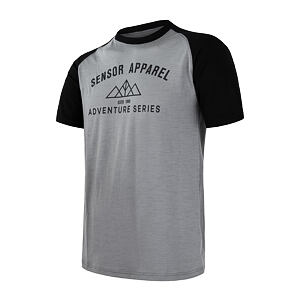 SENSOR MERINO ACTIVE ADVENTURE tricou barbatesc cu maneca scurta gri/negru