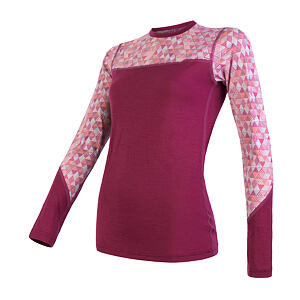 SENSOR MERINO IMPRESS tricou damă cu mânecă lungă liliac/model