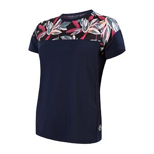SENSOR HELIUM tricou de damă cu mânecă scurtă, deep blue/frunze