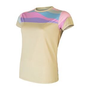 SENSOR HELIUM tricou damă largi cu mânecă scurtă nisip/ dungi