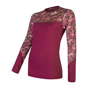 SENSOR MERINO IMPRESS tricou dama cu maneca lunga liliac/pene