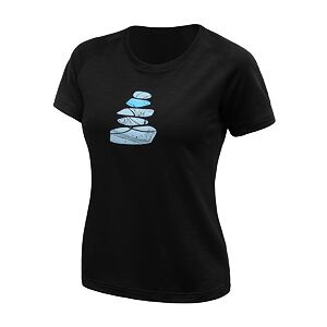 SENSOR MERINO BLEND STONE tricou dama cu maneca scurta, negru