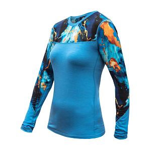 SENSOR MERINO IMPRESS tricou dama cu maneca lunga albastru/univers