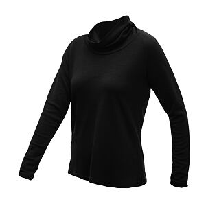 SENSOR MERINO BLEND tricou de damă cu mânecă lungă cu gât negru