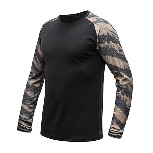 SENSOR MERINO BLEND IMPRESS tricou bărbătesc cu mânecă lungă negru/perie