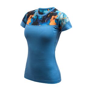 SENSOR MERINO IMPRESS tricou dama maneca scurta albastru/univers