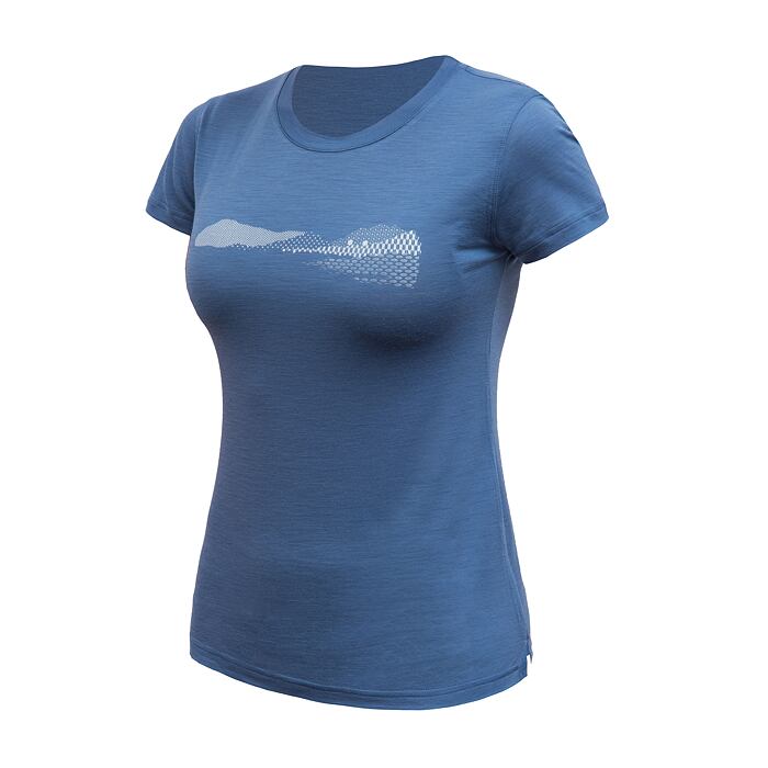 SENSOR MERINO AIR HILLS tricou dama maneca scurta albastru riviera