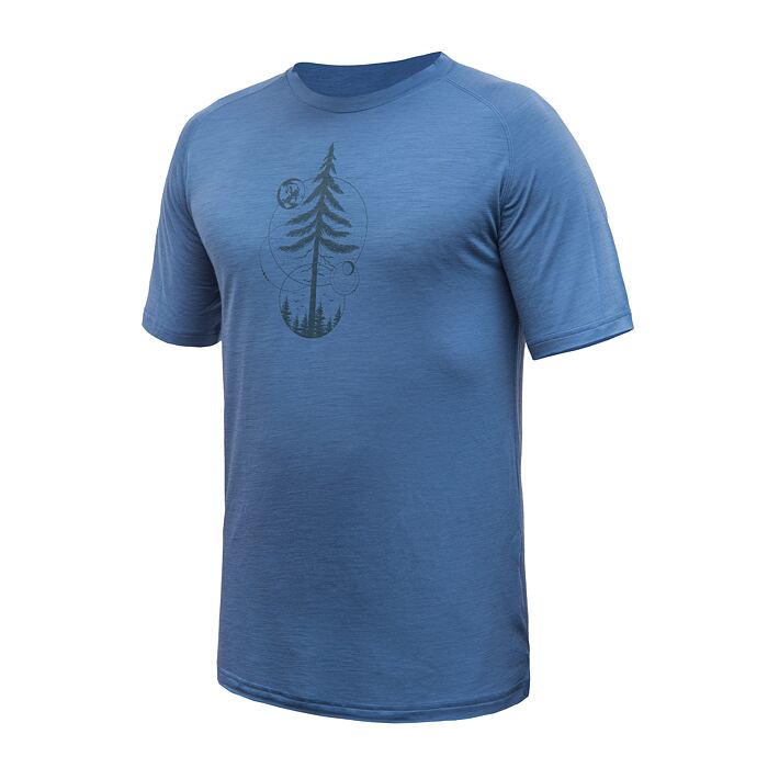 SENSOR MERINO AIR EARTH tricou bărbătesc cu mânecă scurtă albastru riviera