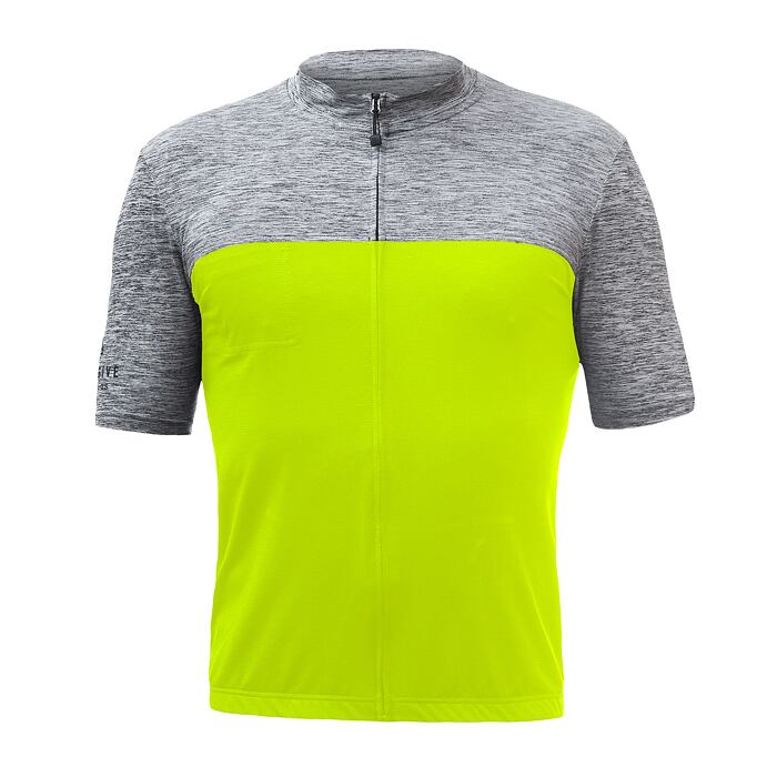 SENSOR CYKLO MOTION tricou bărbătesc cu mânecă scurtă cu fermoar complet galben neon/gri