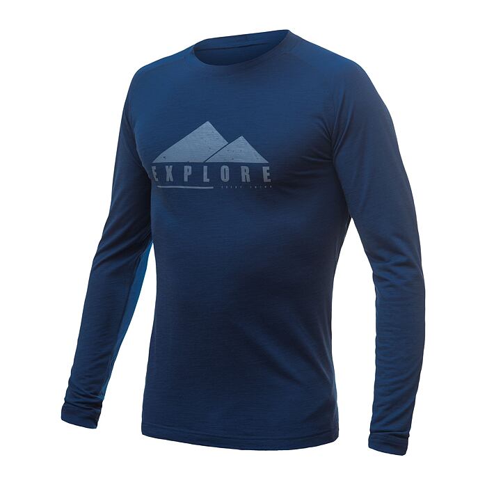 SENSOR MERINO AIR EXPLORE tricou barbatesc cu maneca lunga, albastru inchis