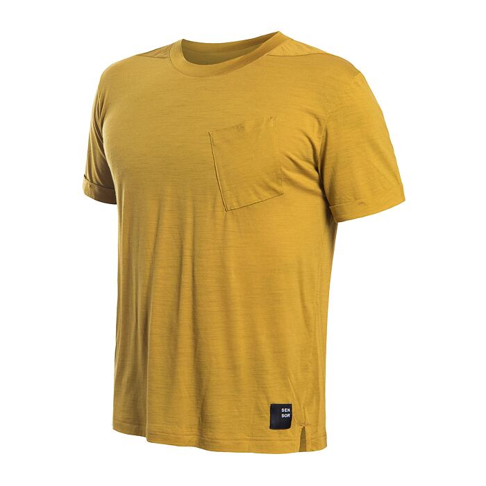 SENSOR MERINO AIR traveller tricou bărbați cu mânecă scurtă muștar