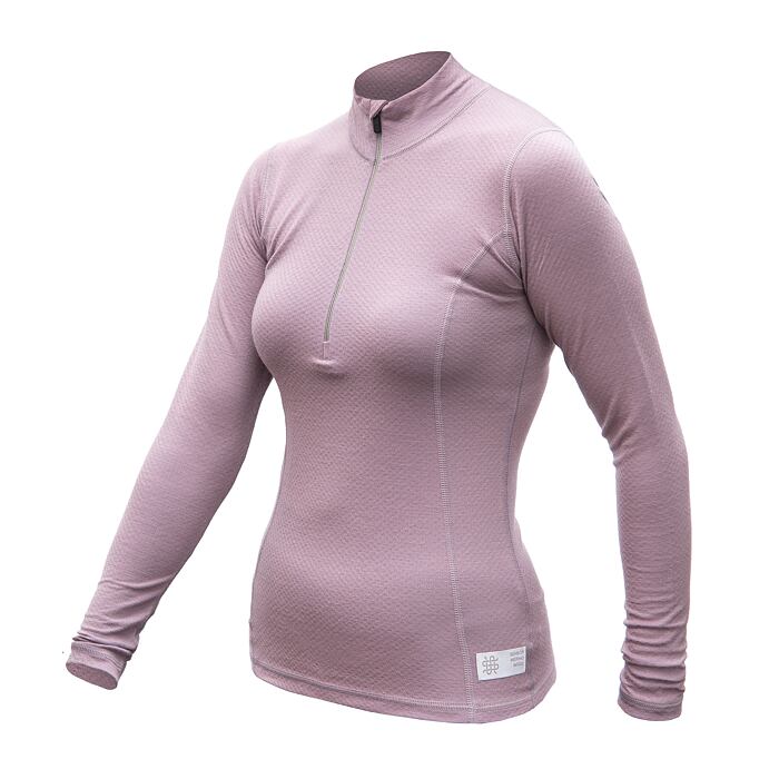 SENSOR MERINO DF tricou damă cu mânecă lungă cu fermoar violet mistic