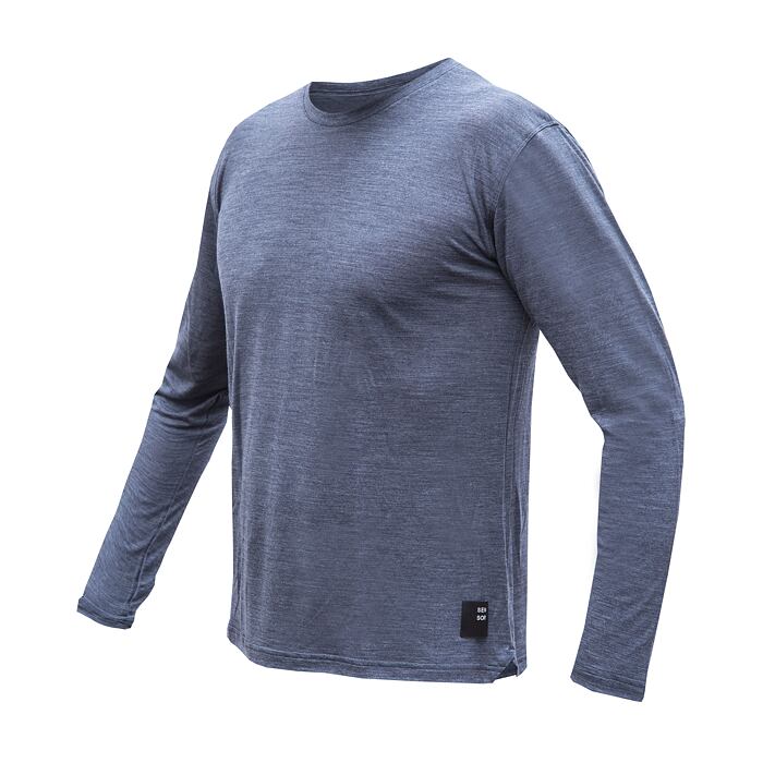 SENSOR MERINO LITE tricou bărbătesc cu mânecă lungă pestriță albastru