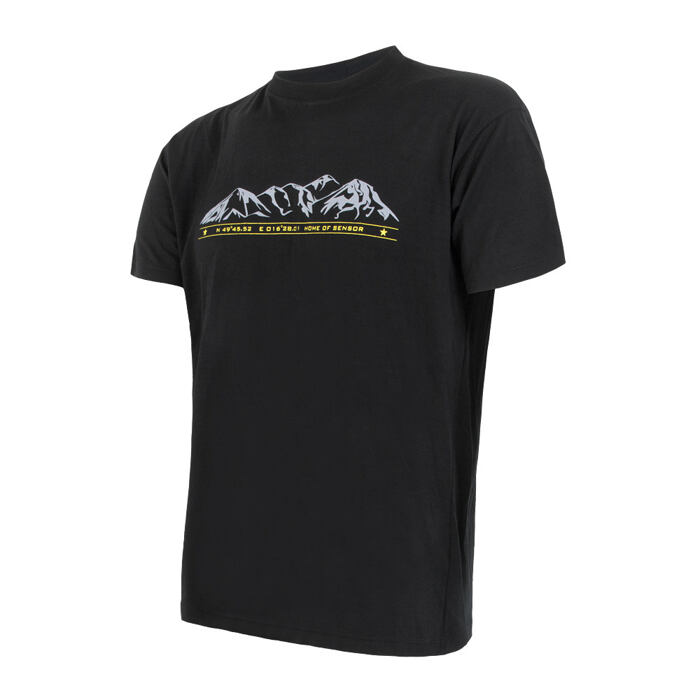 SENSOR MERINO ACTIVE MOUNTAINS tricou bărbați mânecă scurtă negru