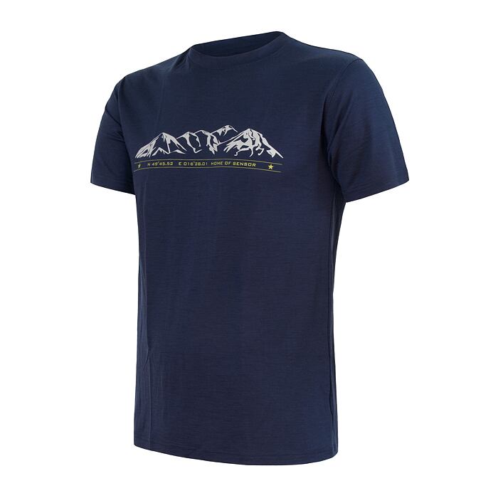 SENSOR MERINO ACTIVE MOUNTAINS tricou bărbătesc cu mânecă scurtă albastru intens